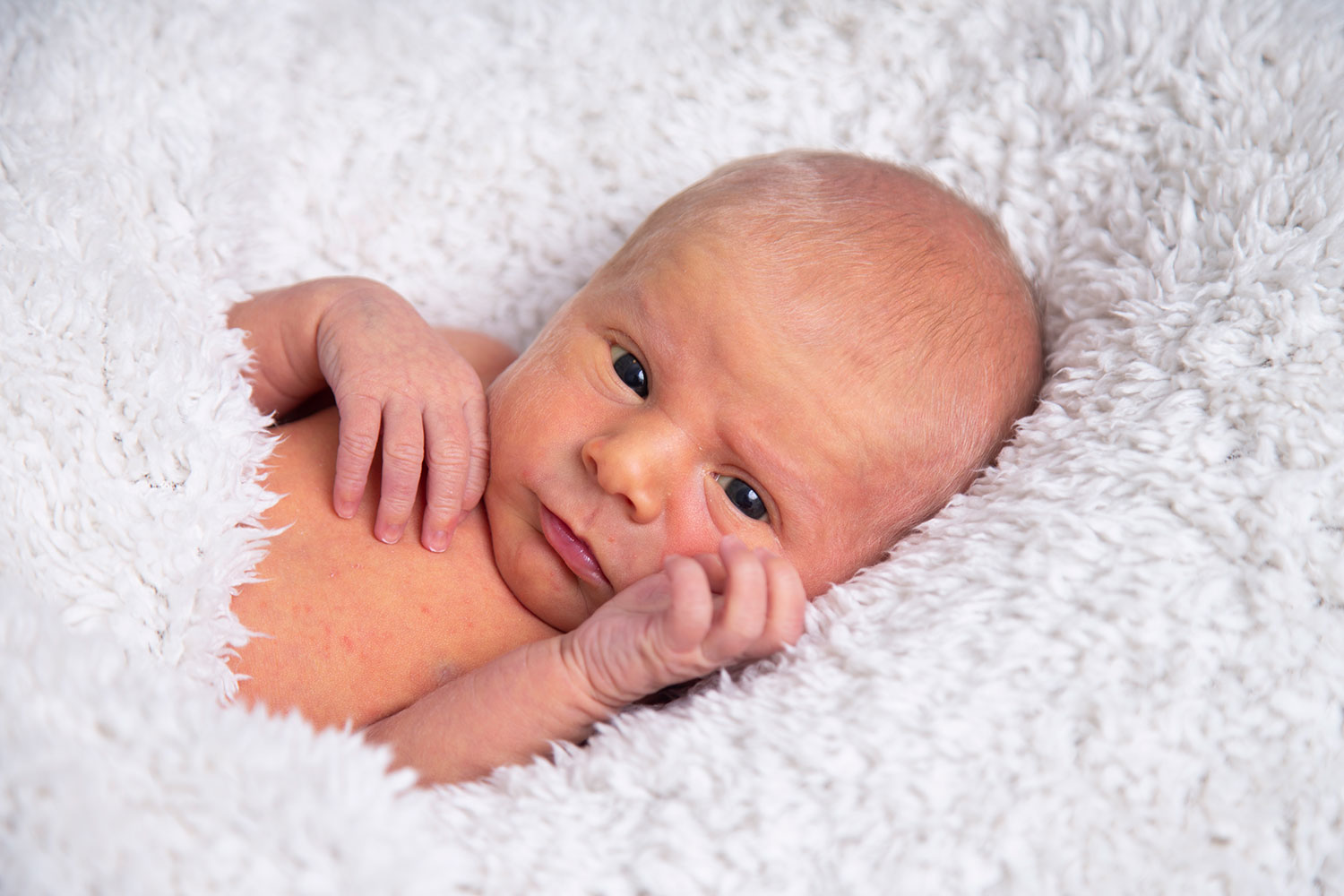 baby fotografie op witte deken